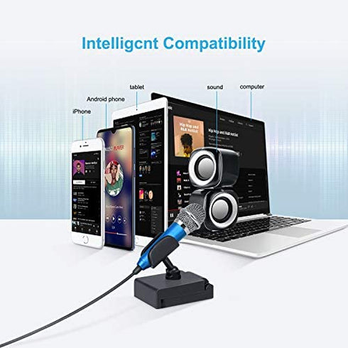 Uniwit Mini Portable Vocal/Instrument Microphone for Mobile Phone Laptop Notebook Apple iPhone Sumsung Android with Holder Clip (Blue)